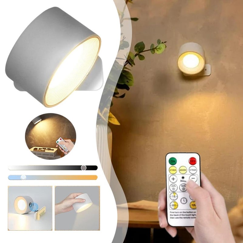 LED Sconces, Wall Lamps,Rechargeable Infinity Wall Lamps with Remote Control, 3 Color Temperatures & Dimmable, 360° Rotatable Cordless Magnetic Sconces for Bedroom, Hallway - Image 2